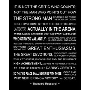 The Man In The Arena - Theodore Roosevelt Speech - Printable Art - Instant Download