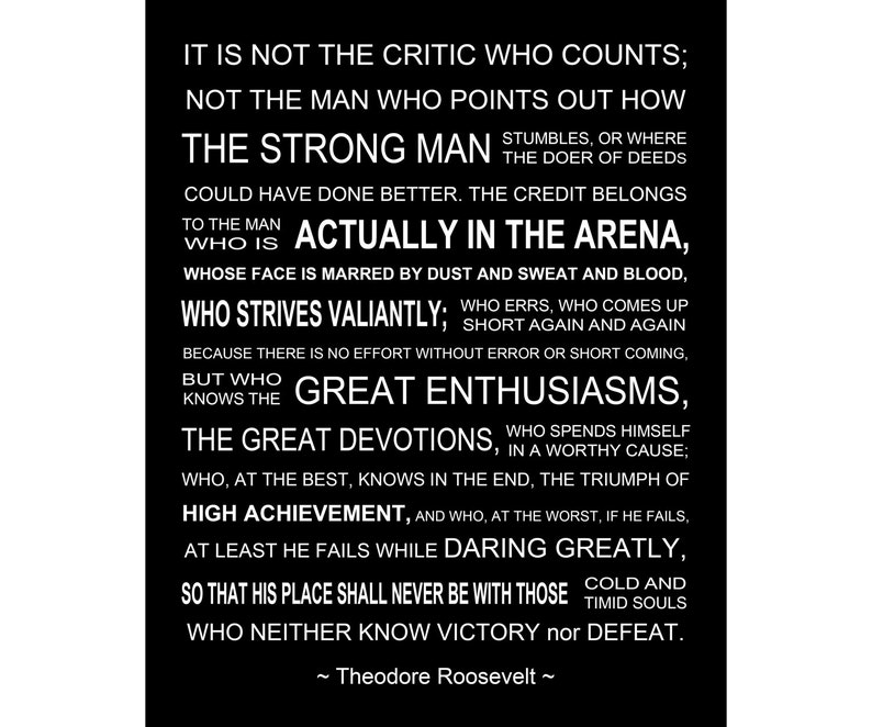 The Gentleman Within The Arena - Theodore Roosevelt Speech - Printable Artwork - Fast Obtain image relating to The Man in the Arena Printable referred to as The Gentleman Inside The Arena - Theodore Roosevelt Speech - Printable Artwork - Prompt Obtain