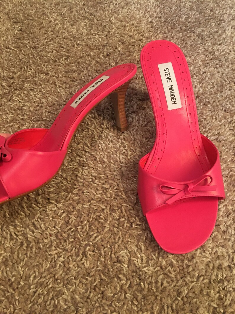 Steve Madden Hot Pink Kitten Heels With Bow Size 7 1/2 3 Inch | Etsy
