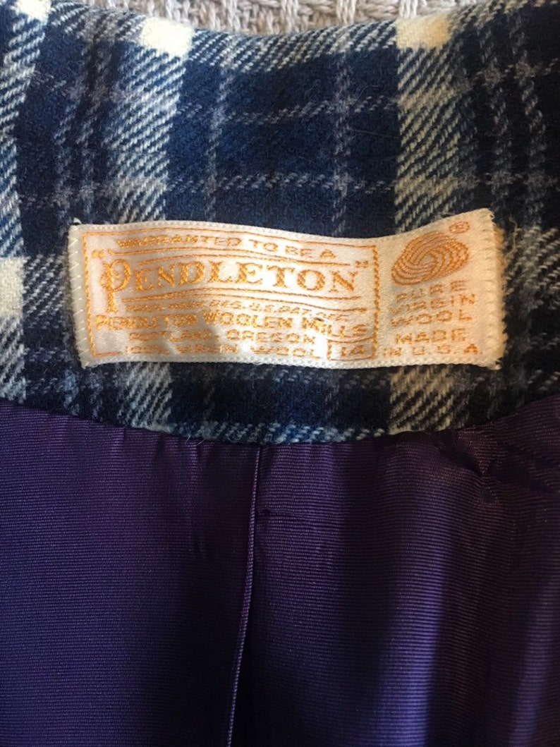 Vintage Blue Plaid Blazer Pendleton 100/% wool blazer with pockets