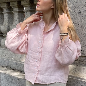Linen Blouse with ruffles