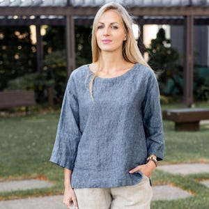 Linen Bella Top, Linen 3/4 Sleeve Top
