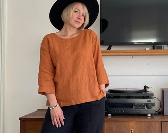 Linen 3/4 sleeve top