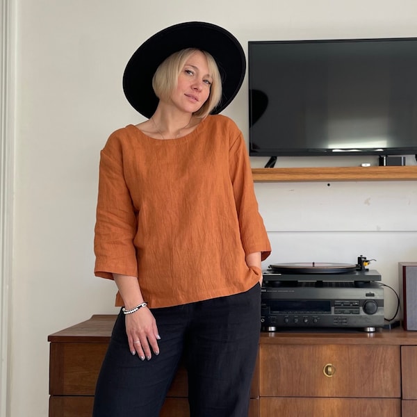 Linen 3/4 sleeve top