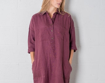 Linen Midi Dress , Linen Oversized Dress , Linen Loose Tunic , Linen Dress Vika