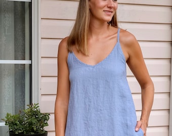 Linen slip dress , Linen nightn gowns , soft natural night dress , washed linen dress , linen sleepwear , nighty , night dress , under dress