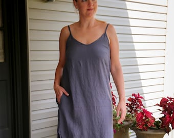 Robe maxi slip en lin, robe en lin vêtements cottagecore, camisole robe cottagecore en lin, robe esthétique