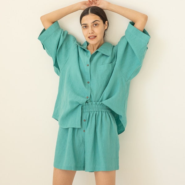 Linen Shirt , Linen Shorts , Linen Set