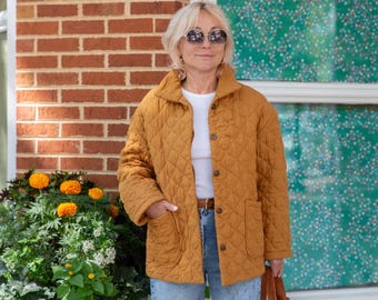 Linen Quilted Jacket , Linen Quilted Coat , Quilted Jacket with pockets , One Size Jacket , Linen Warm Jacket , Unisex Jacket , Linen Fall
