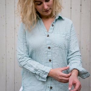 Linen Boyfriend Shirt , Linen Shirt for women , Linen Shirt , Washed linen shirt , linen tunic shirt , Linen blouse , Linen Apparel