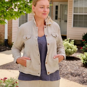 Linen Short Jacket Linen Blazer Women Washed Linen Clothing