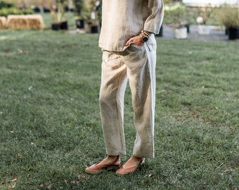 Linen pants man golf gift , linen gift for man , linen pants man boho clothing , man linen pants dad gift , man linen clothing