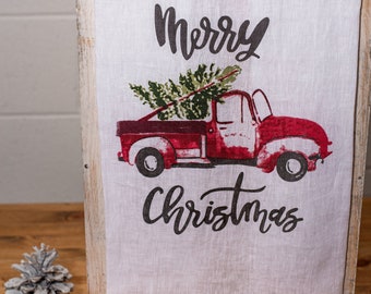 Christmas Towel , Linen towel sweetheart table decor , Linen Kitchen Towel , Christmas gift , Christmas home decor
