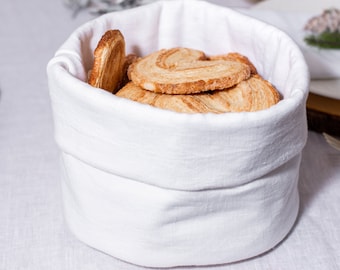 Linen bread basket , organic food storage , bread storage , linen table , table decor , linen gift , christmas table decor