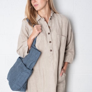 Linen Midi Dress Vika , Linen Oversized Dress , Linen Loose Tunic , Linen Dress