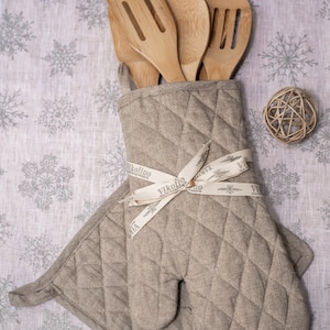 Linen Set ( Pot Holder+Oven Mitt ) linen pot holder , linen oven mitt , natural kitchen accessory , pot holders mothers day kitchen gifts