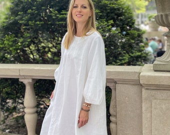 Linen Diva Dress with embroidery