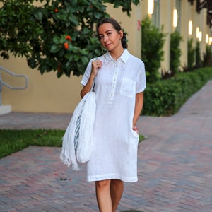 White linen dress gift for mom , Linen dress Vika , linen dresses for women italy linen dress , linen tunic dress italienische leinenkleid