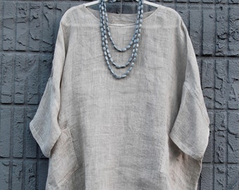 Linen Sheer Tunic , Linen Gauze Tunic , Linen Tunic , Oversized Tunic , Beach Tunic , Summer Vacation Outfit , Loose Tunic , one size