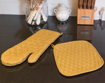 Linen Set ( Pot Holder+Oven Mitt) linen pot holder , linen oven mitt , natural kitchen accessory , pot holders , oven mitt , gift for mom