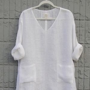 Loose linen tunic top  , linen gauze top , linen tunic , beach cover up ,