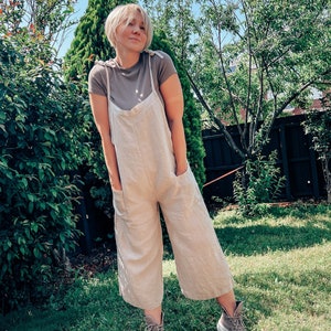 Linen Romper , Linen Overall , Linen Jumpsuit , Linen Overall Jumpsuit ,  Wide Led Overall Romper , Casual Overalls