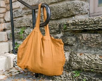 Linen City Bag, Linen Market Bag, Linen Tote bag, natural linen tote bag, Large natural linen tote bag