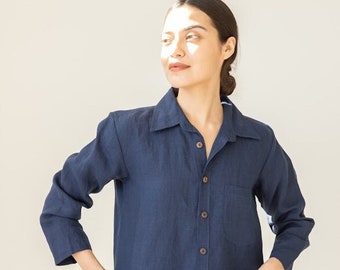 Linen Lounge Shirt , Linen Basic Shirt , Linen Shirt