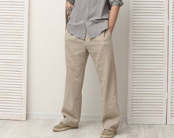 Pantalones de lino hombre, pantalones de lino hombres regalo del día del padre de la hija, regalo de lino para pantalones de hombre, pantalones de lino italia hombre hombre mujer,