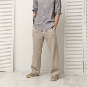 Pantalon en lin homme, pantalon en lin homme cadeau fête des pères de sa fille, cadeau en lin pour pantalon homme, pantalon en lin italie lin homme homme femme,