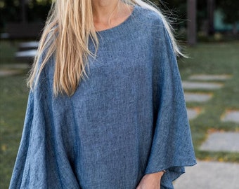 Linen poncho, poncho, cover up, linen apparel, , summer poncho,