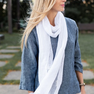 Linen Scarf , linen sheer scarf , italian linen soft scarf , natural linen scarf , soft linen scarf , summer scarf , organic flax wrap image 2