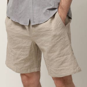 Linnen herenshort cadeau vader, linnen zomershort met zakken, gewassen linnen herenkleding, zomershort, herenshort