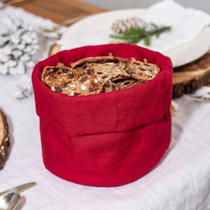 Natural linen fabric bread basket organic food storage plant pot linen bag , centerpieces for dining table mexican kitchen tortilla basket