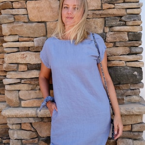 Linen homecoming dress , linen summer dress , linen tunic dress , linen comfortable clothing , natural fiber clothing image 5