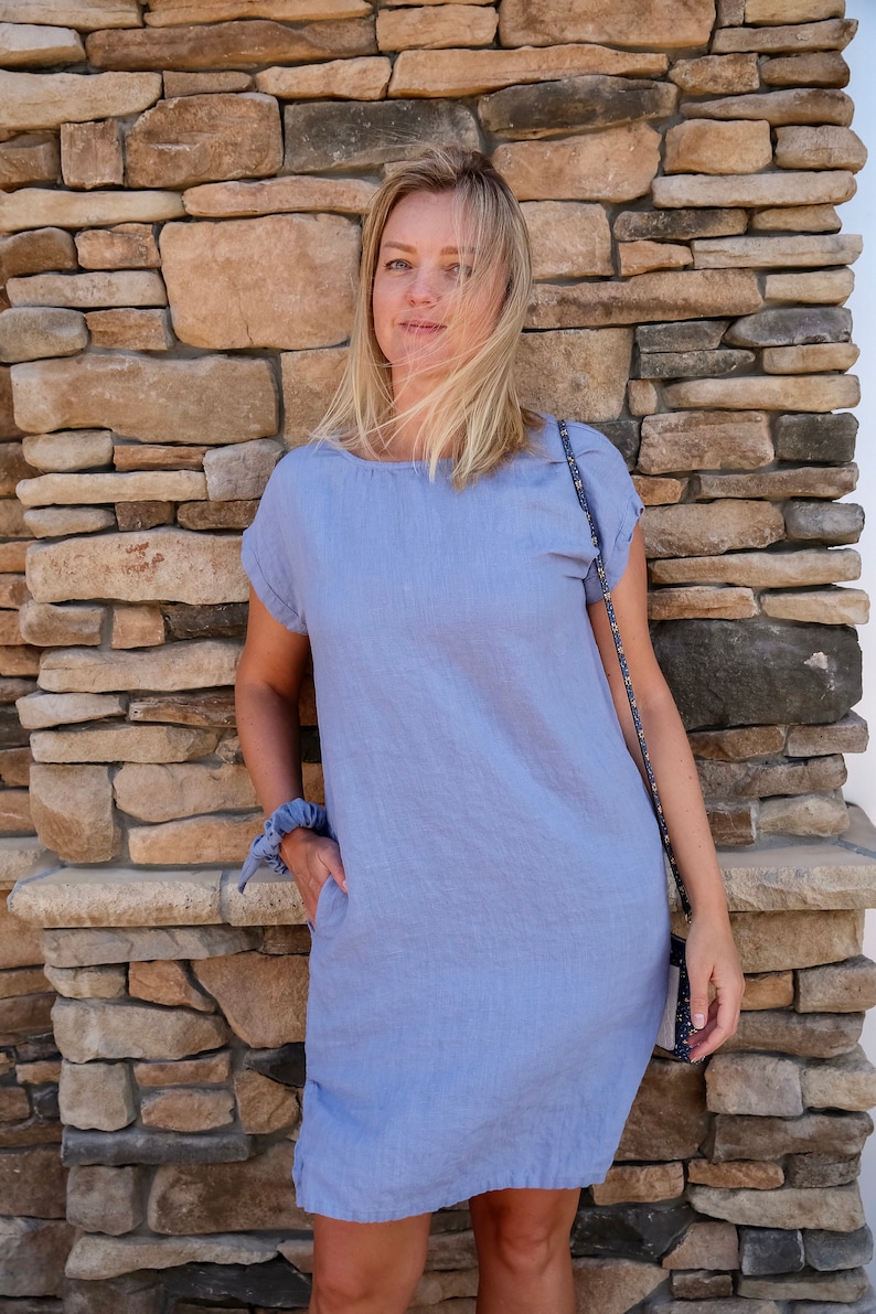 Linen homecoming dress , linen summer dress , linen tunic dress , linen comfortable clothing , natural fiber clothing image 5