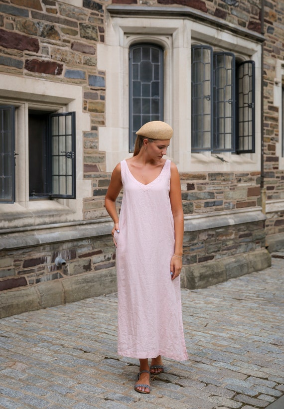 Linen Maxi Dress Linen Cami Dress Minimalist White Linen - Etsy