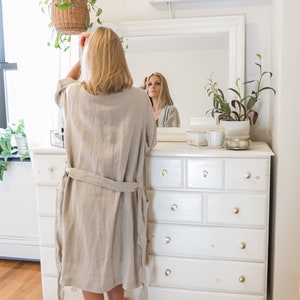 Linen robe kimono mothers day gift from daughter , white linen dress new home housewarming gift , linen robe , plus size linen