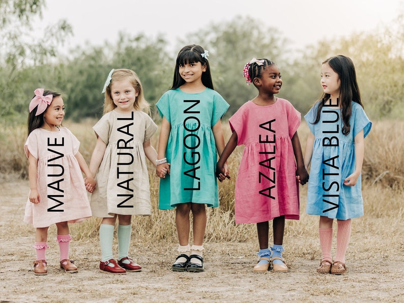 Robe de fille en lin, robe en lin pour filles, vêtements pour enfants, robe de fille en lin à fleurs, robe en lin pour tout-petit, robe pour premier anniversaire image 3