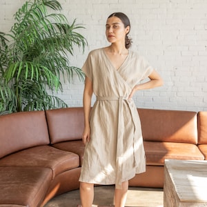 Linen Wrap Dress, Linen Kimono Dress, Linen Summer Dress, Wrap Linen Dress, Linen Clothing