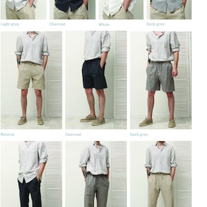 Linen men shorts fathers day gift from daughter , mens linen shorts , linen summer shorts with pockets , summer shorts gift for man
