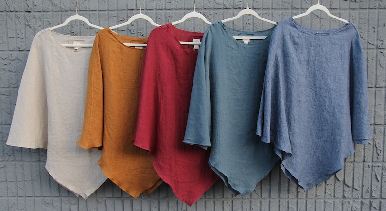 Linen Poncho, Linen Wrap, One Size, Linen Clothing, Fall Linen Apparel image 9