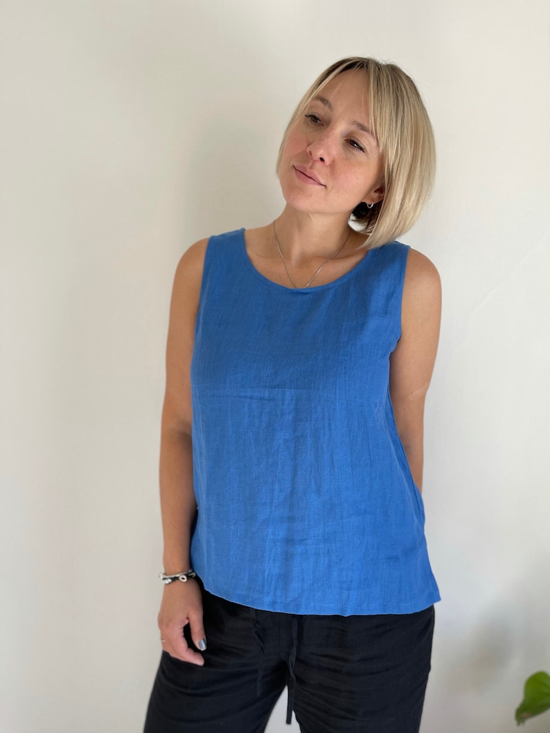 Linen Casual Top Sapphire