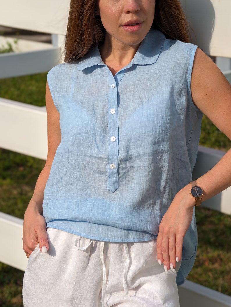 Linen Sleeveless Top Amy image 8