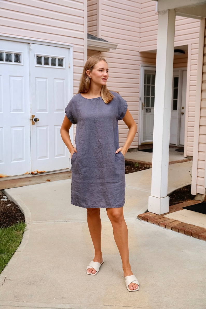 Linen homecoming dress , linen summer dress , linen tunic dress , linen comfortable clothing , natural fiber clothing image 2