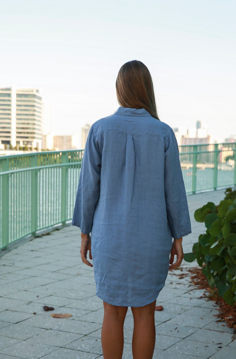 Linen dress valentines day gift . Linen Button Up Tunic , Linen Button Up shirt , Linen tunic , linen shirt , linen blouse image 2