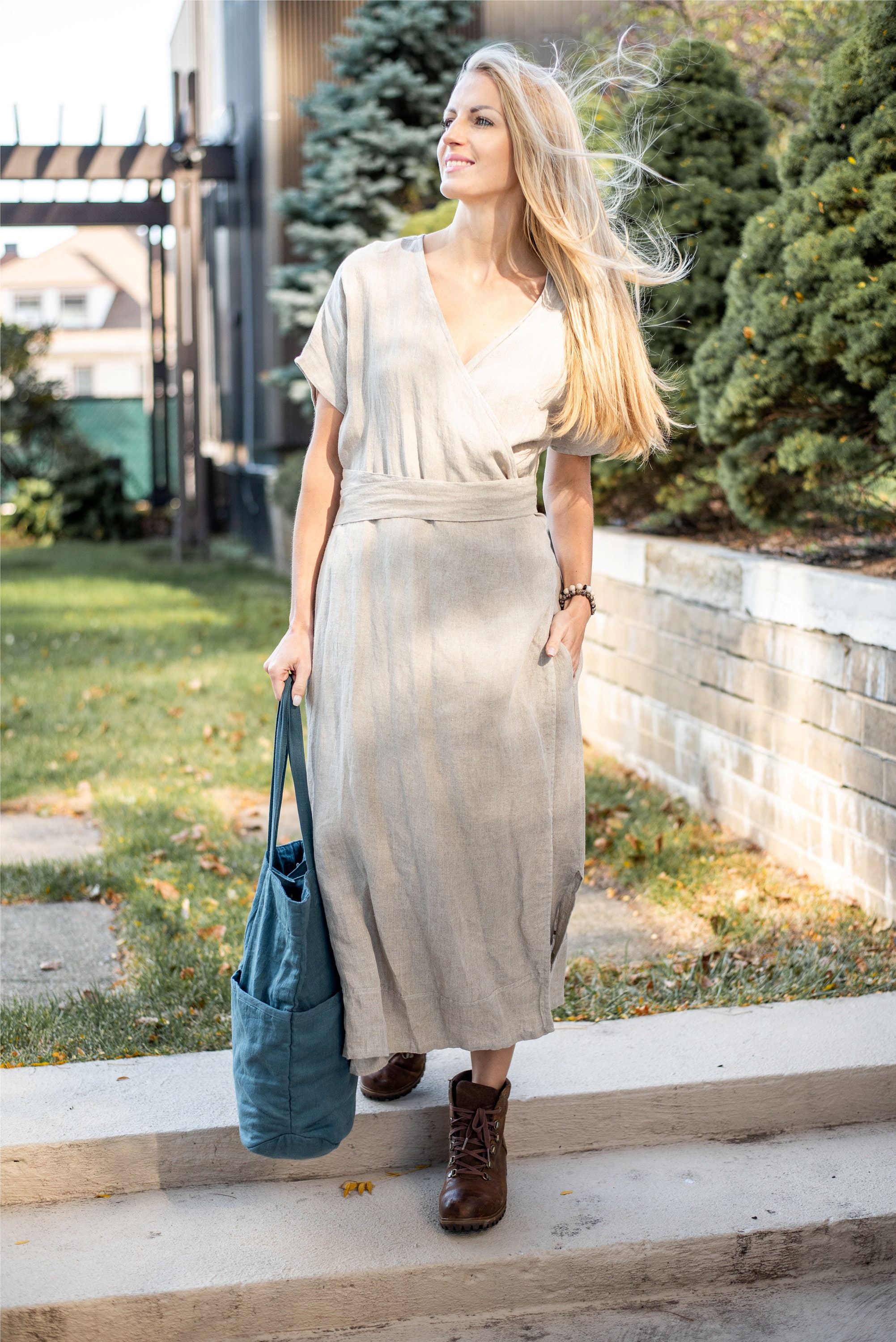 knee length dresses for ladies Vikolino Linen Vika Dress