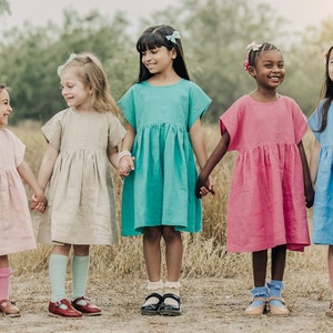 Baby girl linen dress 1st birthday Linen flower girl first birthday dress kids clothing Toddler linen dress