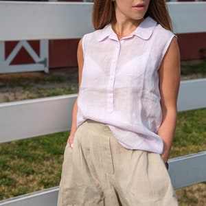 Linen Sleeveless Top Amy image 3