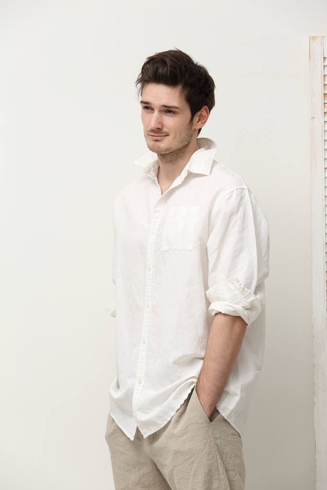 Men's Linen Handmade Shirt Linen Men Shirt Father Day - Etsy